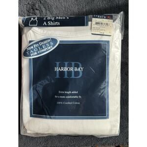 Harbor Bay Tank A-Shirts Big Men's 5XL 62-64 Ribbed Cotton Undershirts 2 Pack